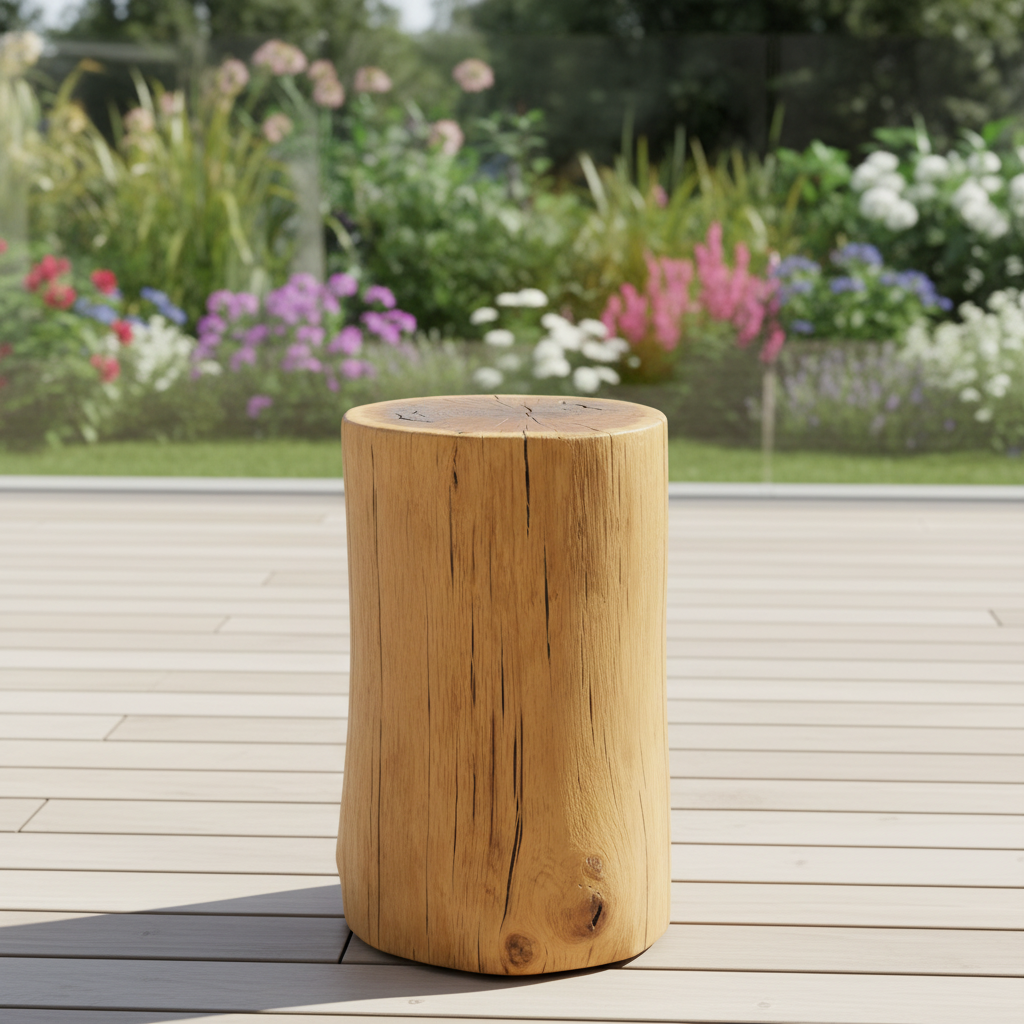 Waldanker Outdoor No. 1 | Eichenbaumstamm | perfekter Gartenhocker, Outdoor-Beistelltisch, Garten-Podest