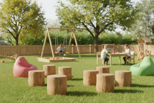 Waldanker for Kids - Outdoor | Outdoor-Baumstammhocker für Kinder aus Eichenholz | 3 Sitzhöhen