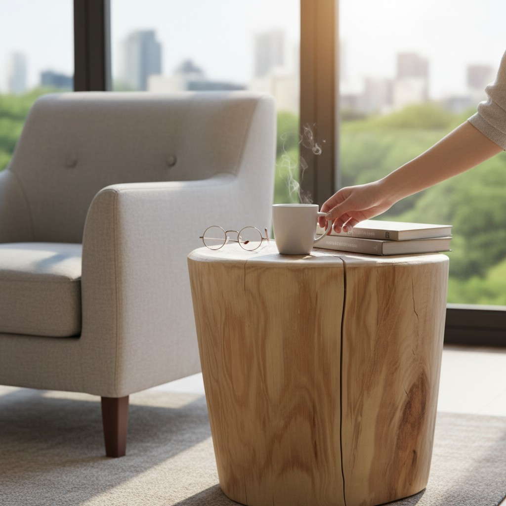 Waldanker No. 6 | Eschenholz-Baumstamm | Helle Eleganz | perfekter Hocker, Beistelltisch, Deko-Podest