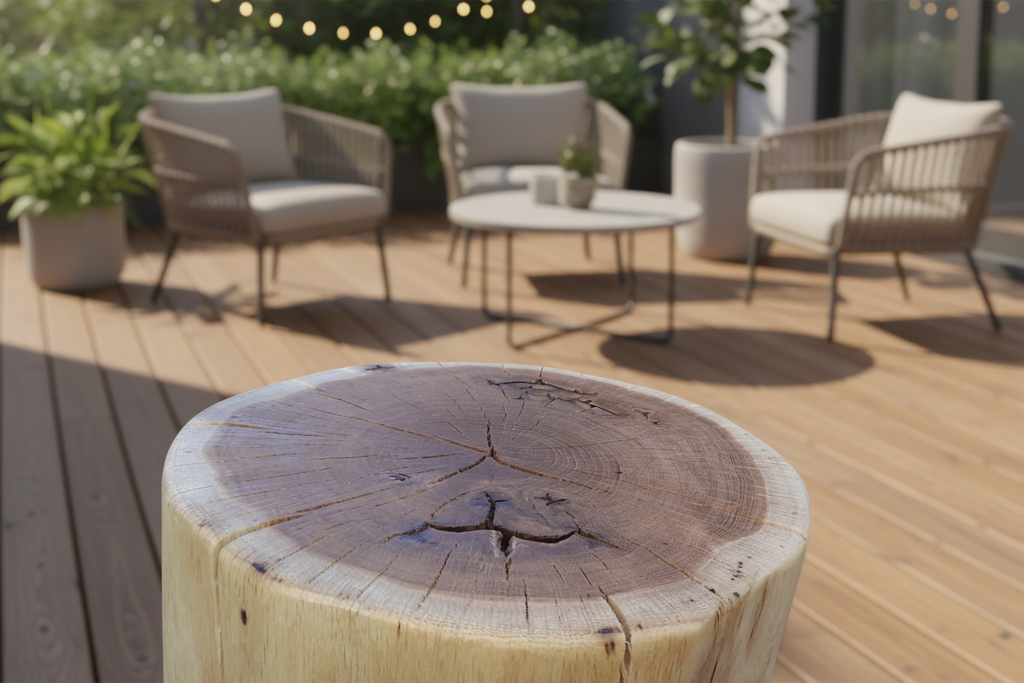Waldanker Outdoor No. 1 | Eichenbaumstamm | perfekter Gartenhocker, Outdoor-Beistelltisch, Garten-Podest